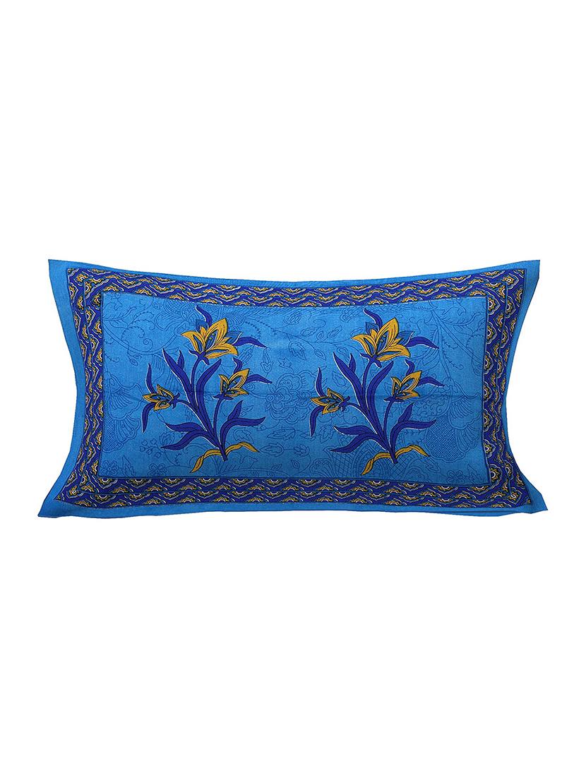 jaipuri single bedsheet with 1 pillow cover,1+1_single_74_blue - 18691718 - Zoom Image - 1