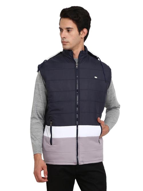 men sleeveless color block quilted jacket - 18692103 - Very Small Image - 1