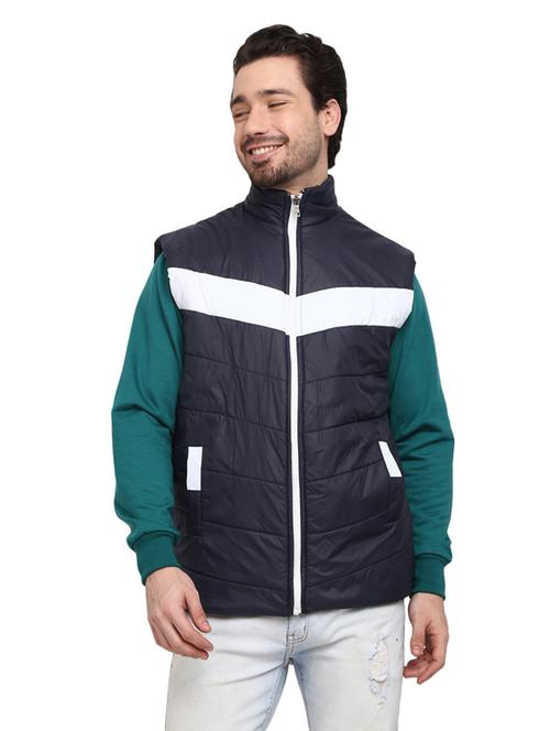 men navy blue sleeveless quilted jacket - 18692106 - Very Small Image - 1