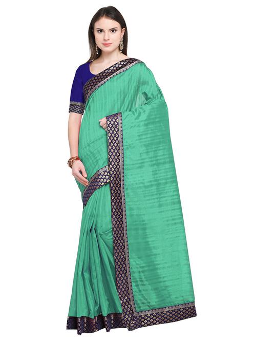 solid with contrast bordered saree - 18693209 - Very Small Image - 1