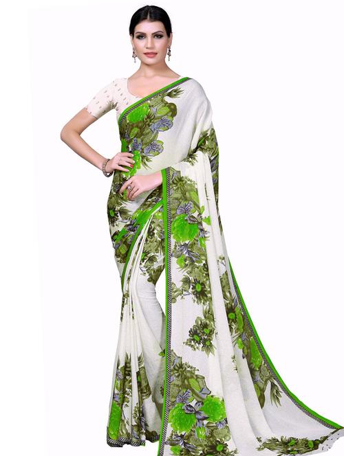 women's floral multi colored saree with blouse - 18693337 - Very Small Image - 1
