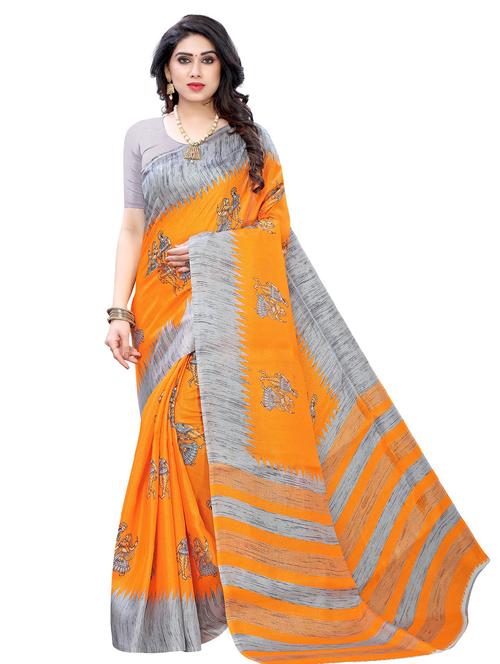 women's kalamkari mustard colored saree with blouse - 18693426 - Very Small Image - 1