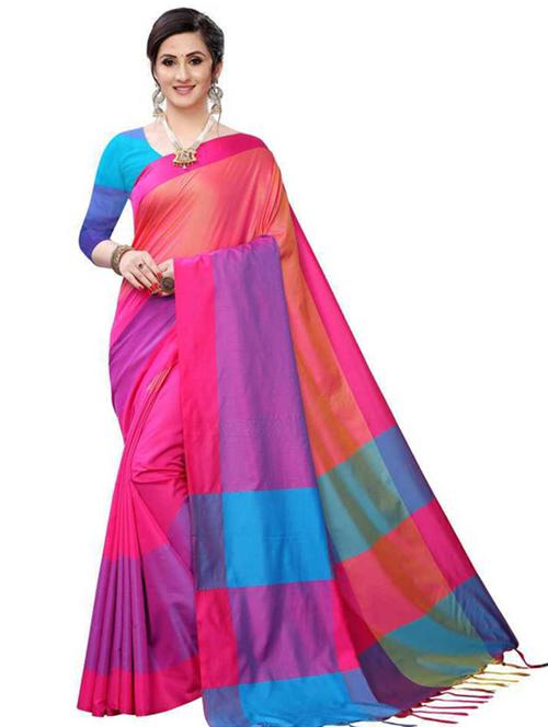 color blocked solid designed saree with blouse - 18693565 - Very Small Image - 1