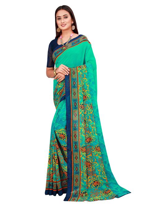 printed self design saree with blouse - 18696615 - Very Small Image - 1