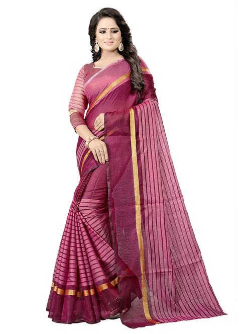 maroon stripe printed saree with blouse - 18696734 - Very Small Image - 1