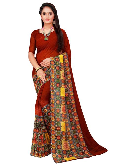 women's self design maroon colored saree with blouse - 18696749 - Very Small Image - 1