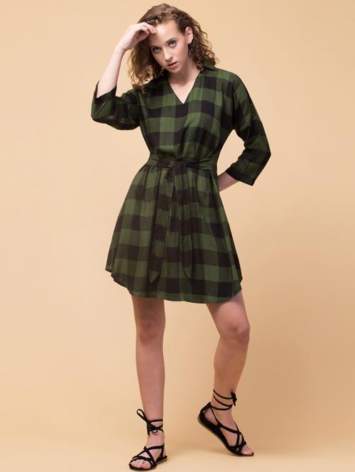 green rayon aline dress - 18696856 - Very Small Image - 1