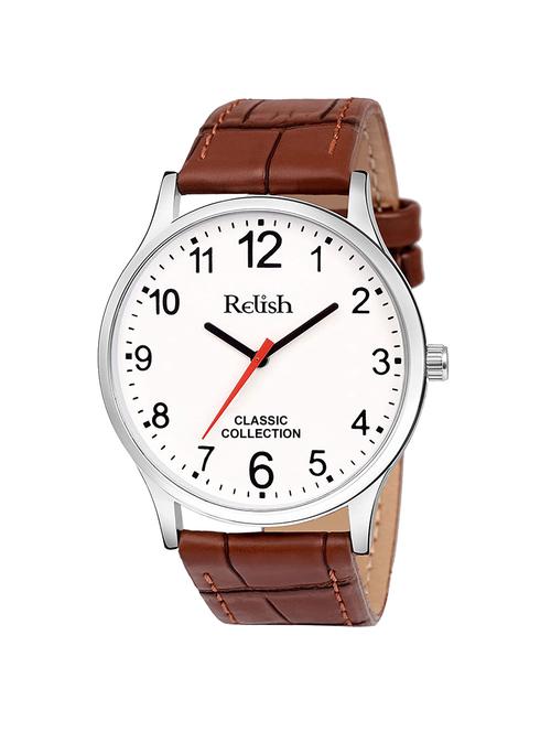 relish analog number dial leather strap watch for men - 18697423 - Very Small Image - 1