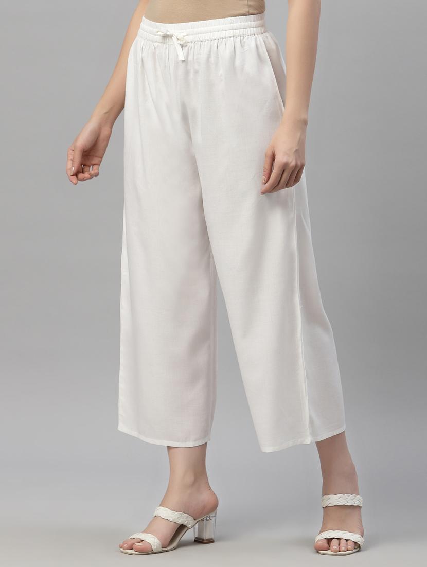 women solid wide leg palazzo - 18699899 - Standard Image - 2