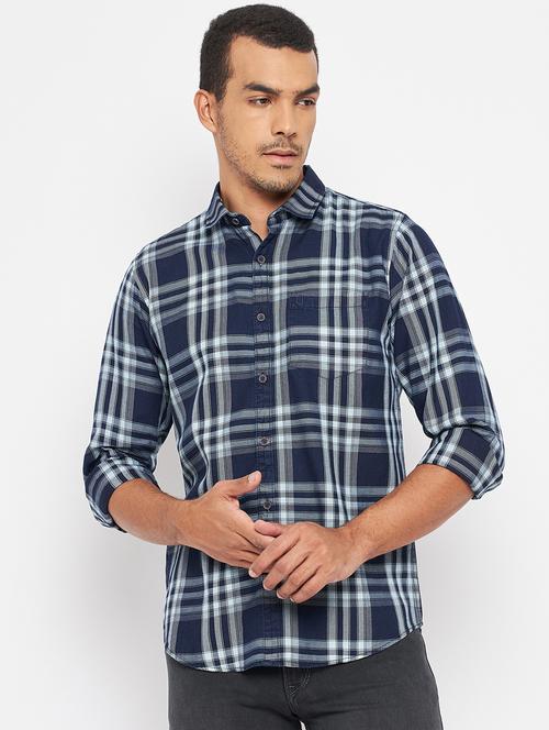 blue cotton casual shirt - 18701157 - Very Small Image - 1