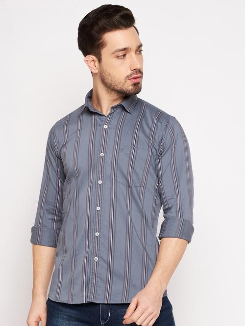 grey cotton casual shirt - 18701199 - Very Small Image - 1