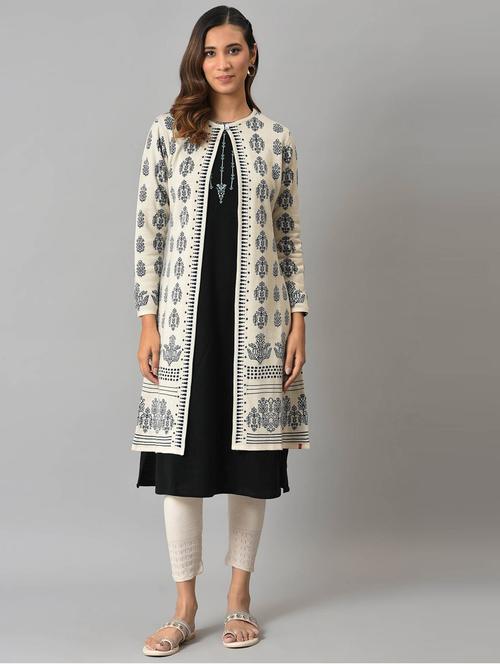 ecru floral printed reversible shrug - 18718225 - Very Small Image - 1