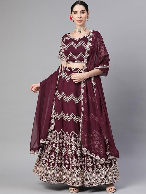 maroon lehenga and choli with dupatta - 18719064 - Very Small Image - 1