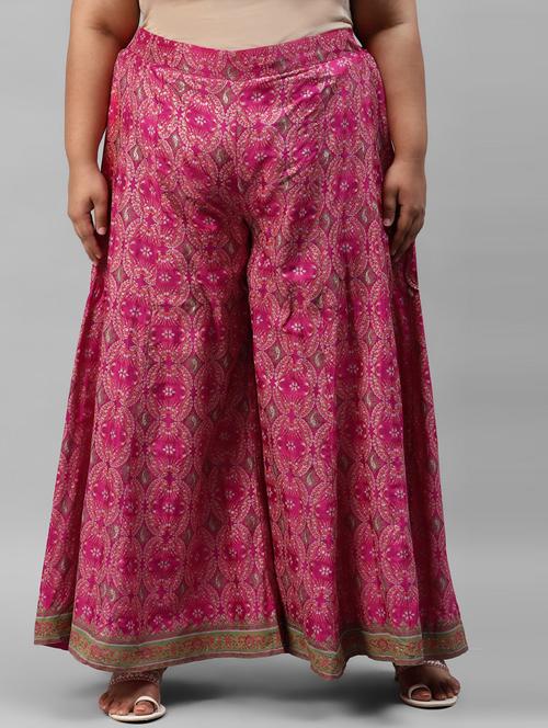 pink viscose flared skirts - 18719423 - Very Small Image - 1