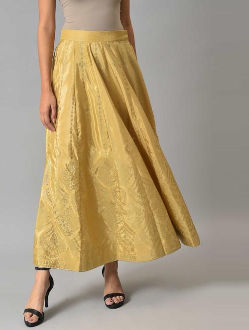 gold polyester flared skirts - 18719428 - Very Small Image - 1