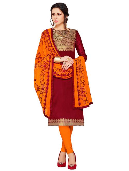 embroidered unstitched suit set - 18721110 - Very Small Image - 1