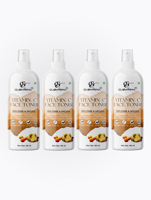 glowrima 100% natural vitamin-c toner for cleansing & refreshing skin pore tightening toner with spray 60ml (pack of 4) - 18722471 - Very Small Image - 1