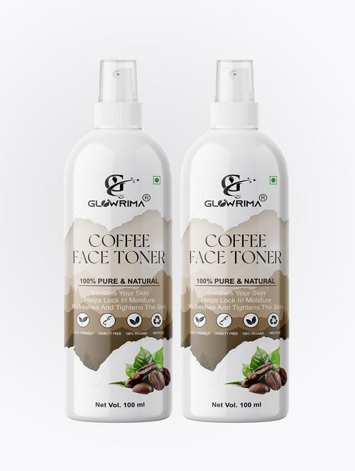 glowrima 100% natural coffee toner for cleansing & refreshing skin pore tightening toner with spray 100ml (pack of 2) - 18722477 - Very Small Image - 1