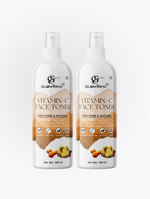 glowrima 100% natural vitamin-c toner for cleansing & refreshing skin pore tightening toner with spray 100ml (pack of 2) - 18722501 - Very Small Image - 1