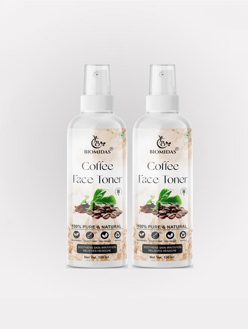 biomidas 100% natural coffee toner for cleansing & refreshing skin pore tightening toner with spray 100ml (pack of 2) - 18722581 - Very Small Image - 1