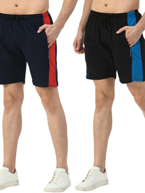 pack of 2 mid rise side taped shorts - 18722937 - Very Small Image - 1
