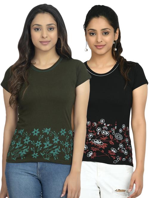 round neck printed tee combo - 18730942 - Very Small Image - 1