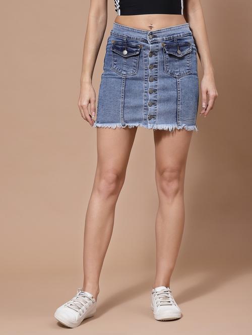 blue cotton blend pencil  skirts - 18735879 - Very Small Image - 1