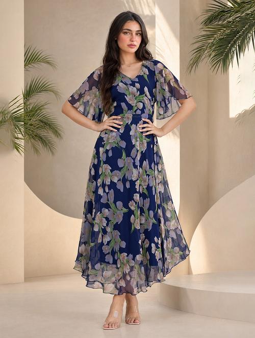 women's fit & flare floral dress - 18736065 - Very Small Image - 1