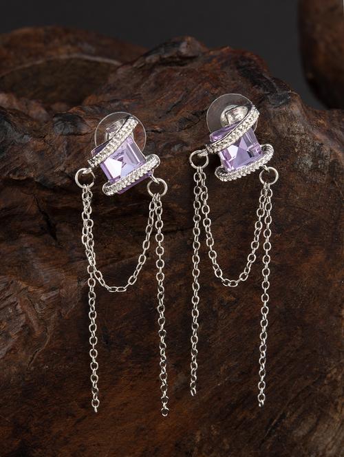 silver brass drop earring - 18736181 - Very Small Image - 1