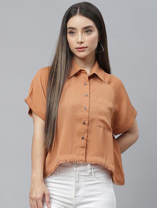shirt collar solid high low top - 18736589 - Very Small Image - 1
