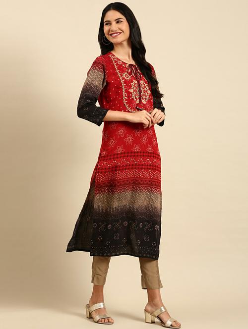 women's straight kurta - 18736761 - Very Small Image - 1