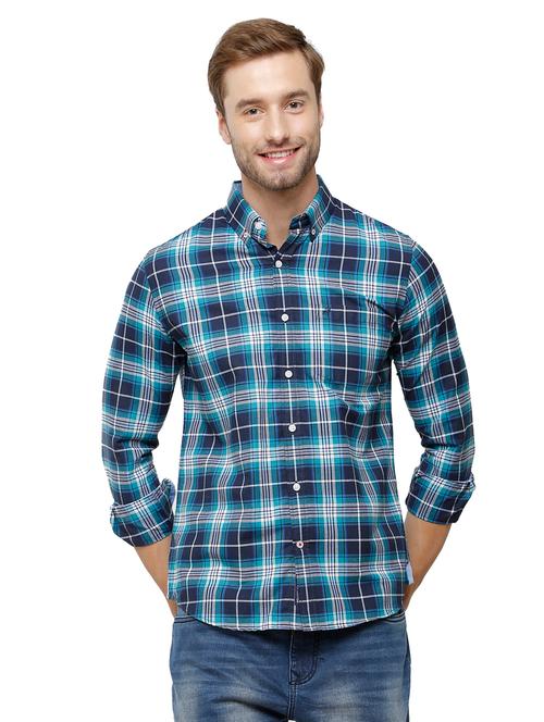 blue checkered casual shirt - 18738190 - Very Small Image - 1