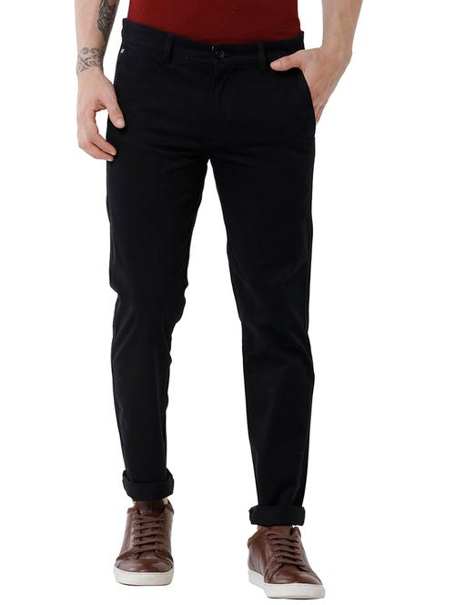 black cotton chinos casual trousers - 18738631 - Very Small Image - 1