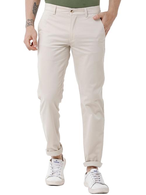 beige cotton chinos casual trousers - 18738635 - Very Small Image - 1