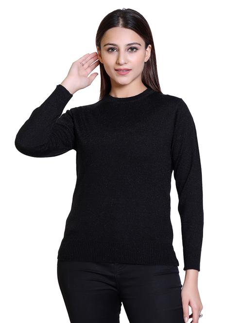 black solid woolen cardigan - 18738970 - Very Small Image - 1