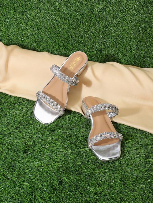 silver pu mules sandals - 18739066 - Very Small Image - 1
