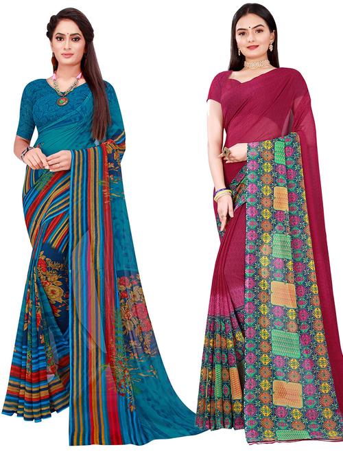 women's saree combo with blouse - 18740015 - Very Small Image - 1
