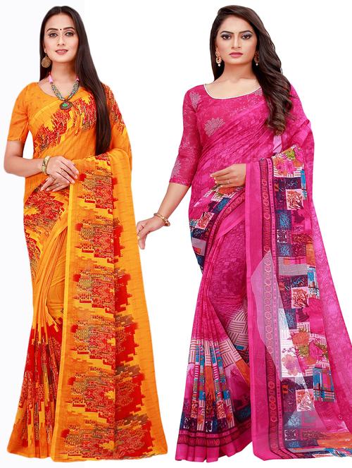 pack of 2 printed sarees - 18740490 - Very Small Image - 1