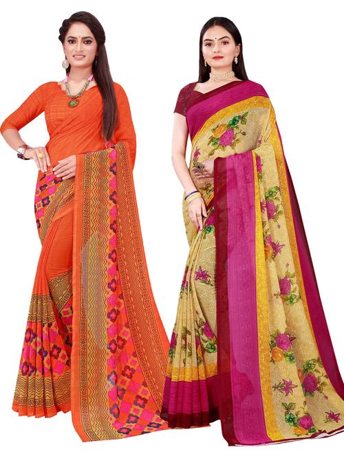 women's saree combo with blouse - 18740747 - Very Small Image - 1