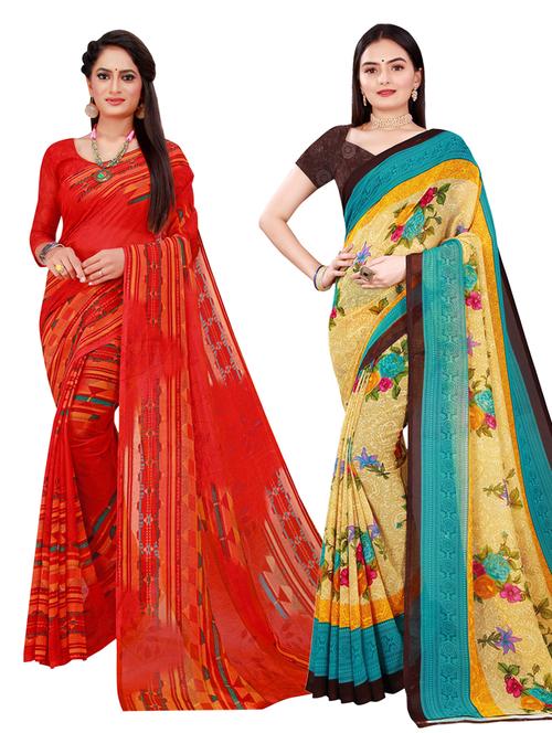 pack of 2 printed sarees - 18741018 - Very Small Image - 1