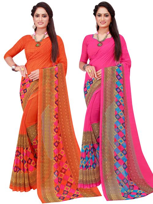 women's saree combo with blouse - 18742380 - Very Small Image - 1