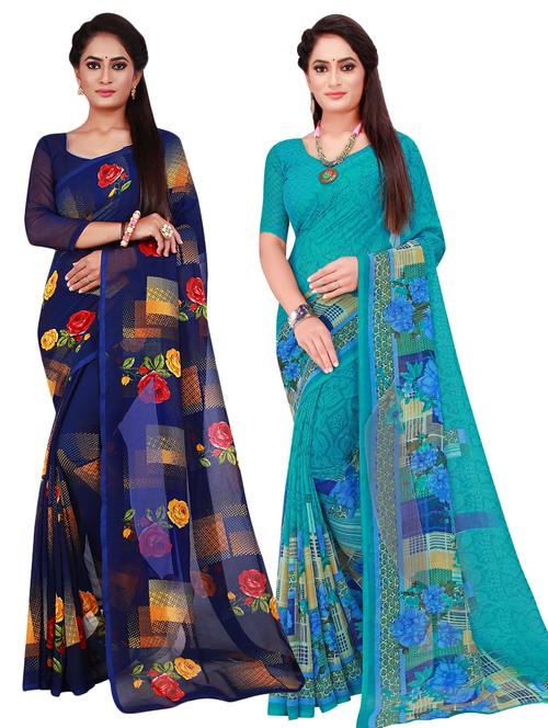 women's saree combo with blouse - 18742475 - Very Small Image - 1