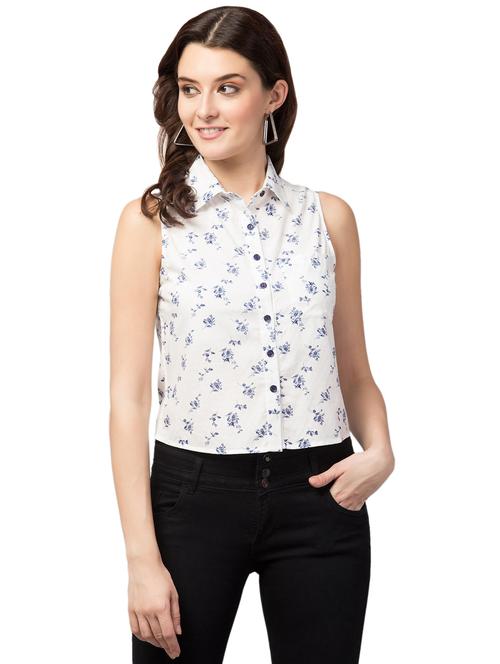 white printed rayon shirt - 18742981 - Very Small Image - 1