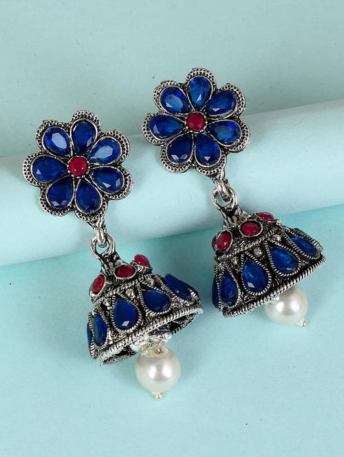 multi colored brass jhumka earring - 18743389 - Very Small Image - 1