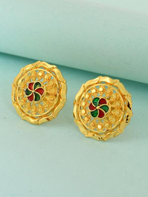 gold brass studs earring - 18743417 - Very Small Image - 1