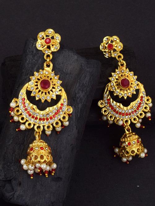 gold brass chandballi earring - 18743463 - Very Small Image - 1