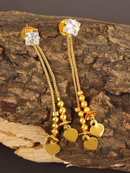 gold brass drop earring - 18743515 - Very Small Image - 1