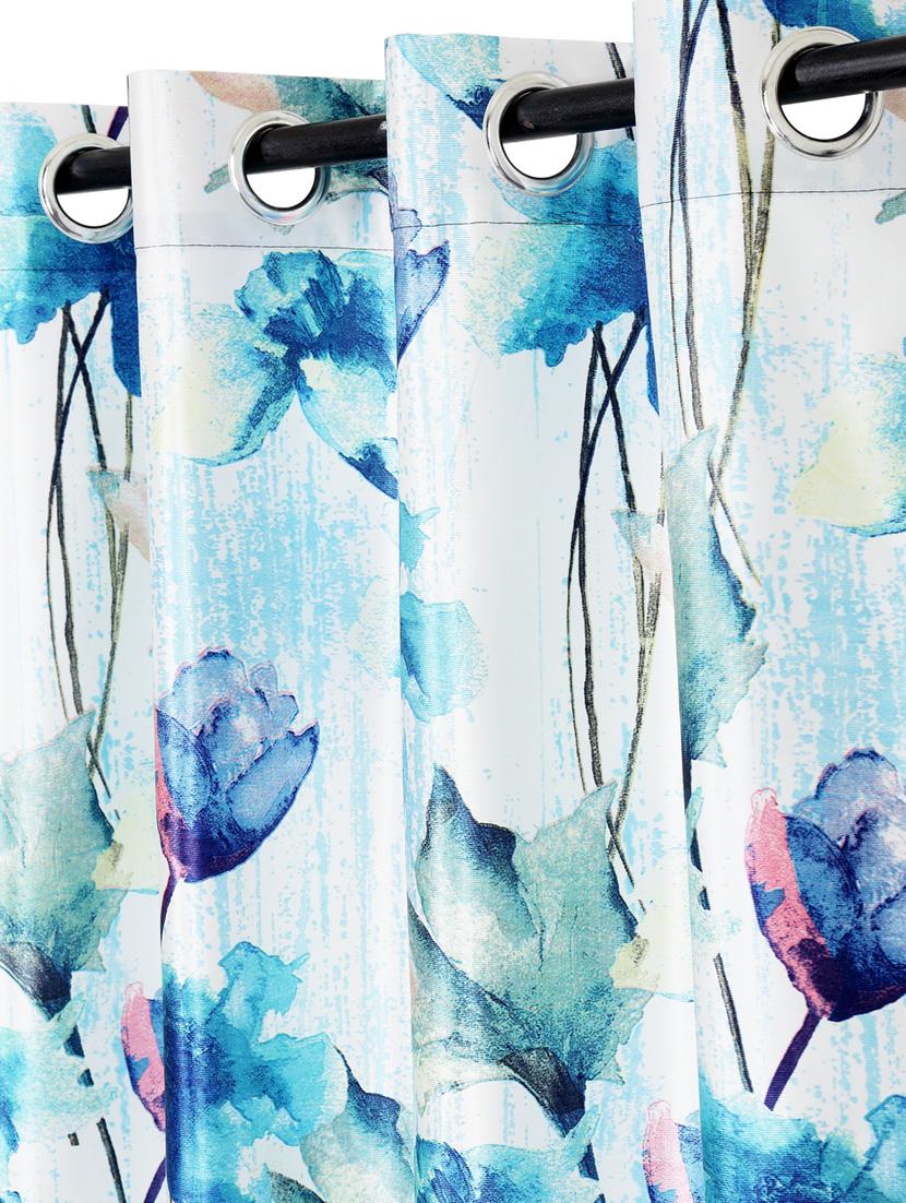 home sizzler abstract flower polyester semi-transparent curtains - 18743653 - Standard Image - 3