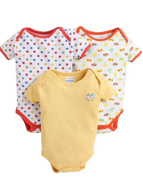 pack of 3 multi colored printed onesies - 18747875 - Very Small Image - 1