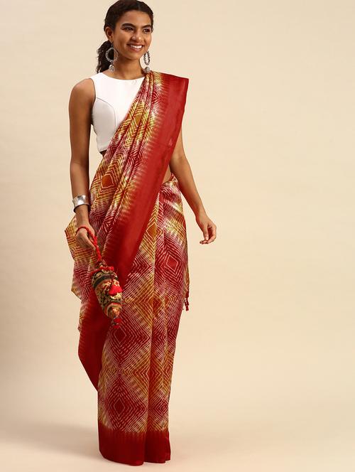 contrast border printed saree  - 18751101 - Very Small Image - 1